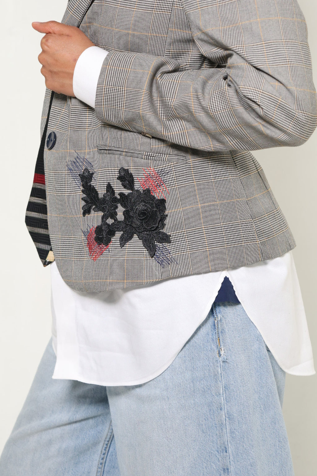 The Grey Plaid Blazer