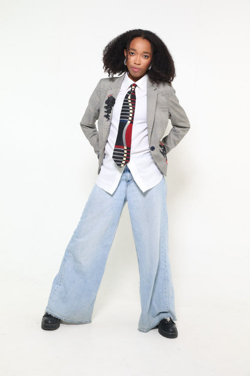 The Grey Plaid Blazer