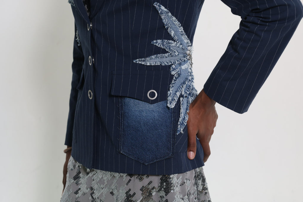 The Navy Pinstripe Blazer