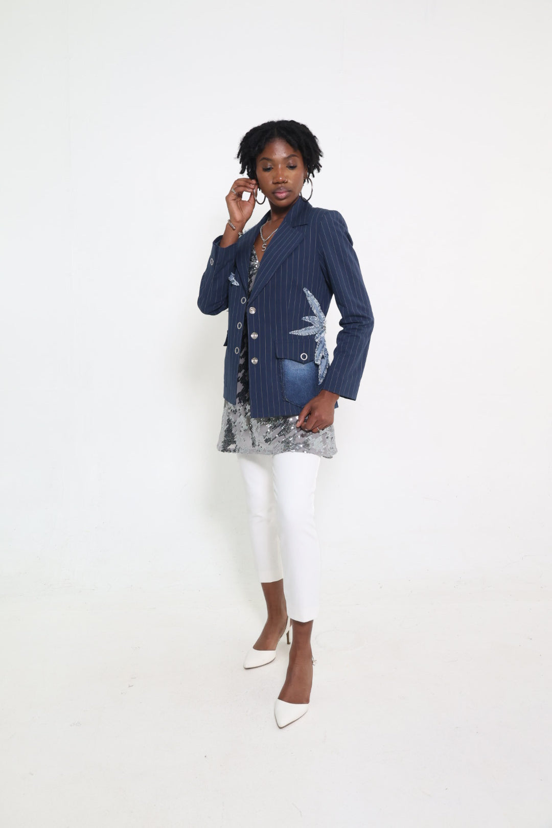 The Navy Pinstripe Blazer