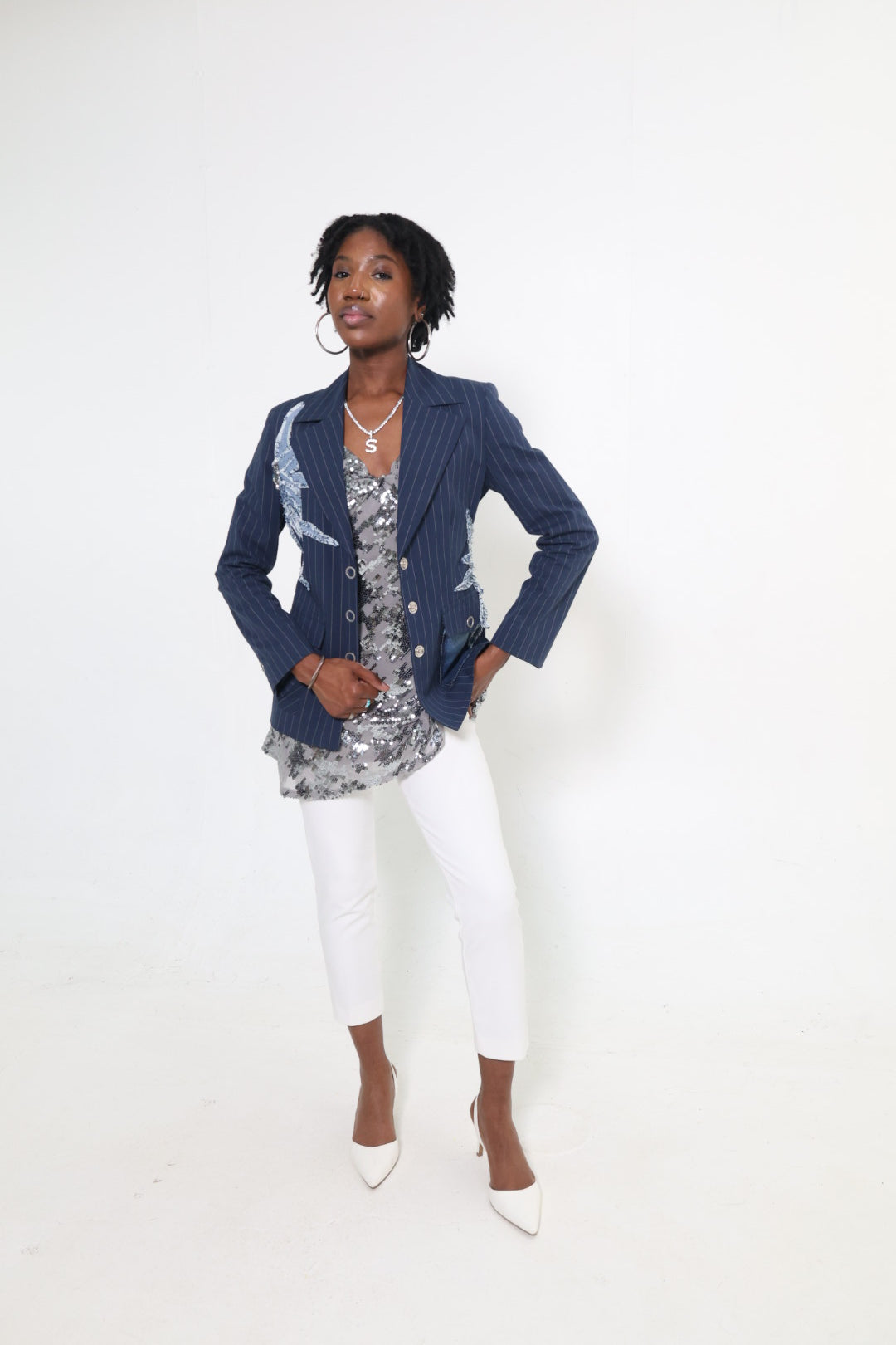 The Navy Pinstripe Blazer