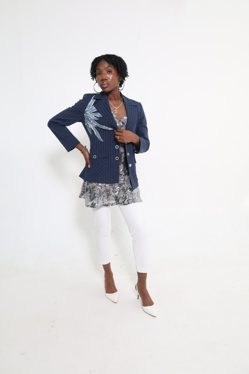 The Navy Pinstripe Blazer
